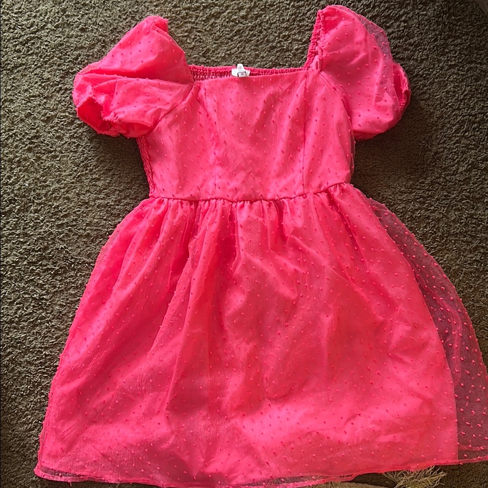 Pink Puff Sleeve Dress NWOT